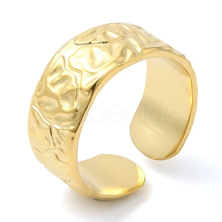 304 Stainless Steel Textured Open Cuff Ring for Women RJEW-I098-26G-1