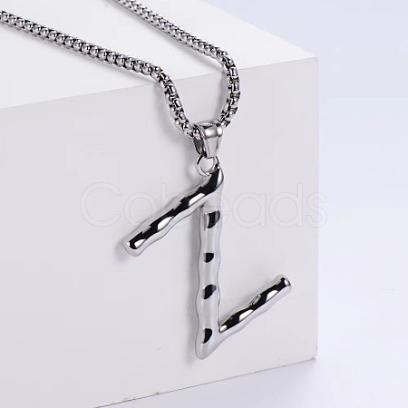 3Pcs Stainless Steel Textured Letter Pendants LW4134-26-1