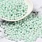 6/0 Glass Seed Beads, Opaque Colours Luster, Teardrop, Aquamarine, 4.5~5x4x3~3.5mm, Hole: 0.9mm, about 5625Pcs/Pound