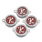 Alloy Enamel Links Connectors, with Crystal Rhinestones, Flat Round with Letter, Silver Color Plated, Letter.K, 22x16x2mm, Hole: 1.8mm