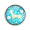 Round with Deer Glass Brooches, Platinum Plated Zinc Alloy Pins, for Backpack Clothes, Deep Sky Blue, 18x5.5mm