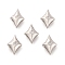 925 Sterling Silver Micro Pave Clear Cubic Zirconia Slide Charms, Star, Real Platinum Plated, 7x5x2.5mm, Hole: 3x0.7mm