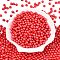 Opaque Baking Painted Glass Beads, Round, Red, 5.5x4.5~5mm, Hole: 1mm, about 2500pcs/pound