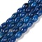 Natural Agate Beads Strands, Deyd & Heated, Faceted, Oval, Royal Blue, 12x7.5~8mm, Hole: 1.2mm, about 32pcs/strand, 14.96''(38cm)