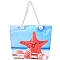 Printed Canvas Women's Tote Bags, with Handle, Shoulder Bags for Shopping, Rectangle, Starfish, 35cm