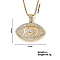 Alloy Rhinestones Evil Eye Pendant Necklace, Hip-hop Style, Fashionable and Versatile, Golden, 23.62 inch(60cm)