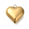 Ion Plating(IP) 304 Stainless Steel Pendants, Heart Charm, Real 18K Gold Plated, 24.5x23x9.5mm, Hole: 2.5mm