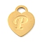 Ion Plating(IP) 304 Stainless Steel Pendants, Laser Cut, Heart with Letter Charm, Golden, Letter P, 15x12x1mm, Hole: 3x3.5mm