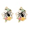 Halloween Theme Rack Plating Alloy Enamel Pendants, Golden, with Flower, Spider, 27x20x2mm, Hole: 2mm