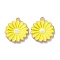 Alloy Enamel Pendants, Golden, Flower Charm, Yellow, 21x18.5x2mm, Hole: 1.4mm