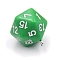 Opaque Acrylic Pendants, 20 Sided Dice Charm, Green, 27x20x20mm