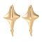 Brass Stud Earring Findings, with Loop, Star, Real 18K Gold Plated, 18x9mm, Hole: 1mm, Pin: 1mm