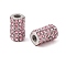 304 Stainless Steel Beads, with Rhinestone, Column, Stainless Steel Color, Light Rose, 11x7mm, Hole: 3mm