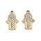 UV Plating Alloy Rhinestone Pendants, Hamsa Hand/Hand of Miriam Charms, Light Gold, 17.5x11.5x1.5mm, Hole: 1.5mm