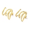 304 Stainless Steel Wire Twist Stud Earrings, Real 14K Gold Plated, 23x21mm