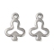 201 Stainless Steel Charms, Laser Cut, Clubs Charm, Stainless Steel Color, 14x10x1mm, Hole: 1.6mm