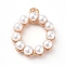 Plastic Imitation Pearl Pendants, with Alloy Findings, Ring, Golden, 20.5x16x5mm, Hole: 1.5mm