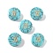 Synthetic Turquoise Beads, with Golden Tone Brass Slices, Flat Round with Letter, Letter H, 15x5.5mm, Hole: 1.4mm