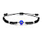 Adjustable Glass Evil Eye Brided Bead Bracelet, Black, 