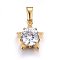 Cubic Zirconia Charms, with 304 Stainless Steel Findings, Star, Clear, Golden, 14x12x5.5mm, Hole: 5x3mm