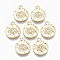 Alloy Pendants, with Crystal Rhinestone, Cadmium Free & Nickel Free & Lead Free, Hammered, Flat Round with Eye, Real 18K Gold Plated, 17x14x3mm, Hole: 1.5mm