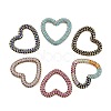 Rack Plating Brass Micro Pave Cubic Zirconia Heart Linking Rings KK-A234-005G-1