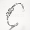 Sweet Knot Design 304 Stainless Steel Cuff Bangles BJEW-K105-06P-1