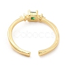 Green Cubic Zirconia Rectangle Open Cuff Ring KK-K270-09G-2