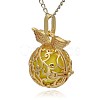 Golden Tone Brass Hollow Round Cage Pendants KK-J230-04G-2