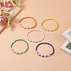 Glass Seed & Plastic Pearl Beaded Stretch Bracelet for Women BJEW-JB09226-2