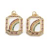 Real 18K Gold Plated Brass Micro Pave Colorful Cubic Zirconia Pendants ZIRC-A020-20G-A-1