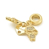 Rack Plating Brass Pave Cubic Zirconia European Dangle Charms KK-Z067-43G-2