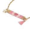 Handmade Japanese Seed Rectangle & Star & Tassel Charms Slider Bracelet BJEW-MZ00013-02-2