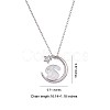 Natural Shell Bunny with Crescent Moon Pendant Necklace with Clear Cubic Zirconia JN1073B-2