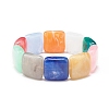 Acrylic Imitation Gemstone Square Beaded Stretch Bracelet for Women BJEW-JB07632-1