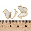 Brass Micro Pave Clear Cubic Zirconia Pave Natural Shell Butterfly Connector Charms KK-P283-05G-3