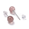 Crackle Round Strawberry Quartz Dainty Stud Earrings for Girl Women EJEW-M202-04A-2