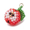 Handmade Glass Seed Beaded Apple Pendants PALLOY-MZ00397-3