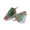 Natural Green Aventurine Copper Wire Wrapped Big Pendants G-B073-02RG-02-2