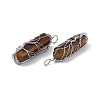 Natural Tiger Eye Copper Wire Wrapped Pendants G-F733-05A-4