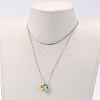 Heart Electroplated Glass Pendant Necklaces NJEW-JN01390-6