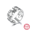 Rhodium Plated Platinum 925 Sterling Silver Hollow Finger Rings OW4479-4-1