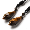 Cone Natural Tiger Eye Pendant Necklace with Nylon Rope for Women G-H286-08E-1