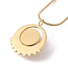 Natural Quartz Flat Round Pendant Necklace with 304 Stainless Steel Snake Chain NJEW-K244-03G-4