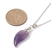 Natural Mixed Gemstone Wing Pendant Necklaces NJEW-JN04506-3