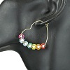 Heart Glass Seed with Brass Hoop Earrings EJEW-MZ00144-3