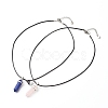 Natural Rose Quartz & Lapis Lazuli Double Terminated Pointed Pendants Necklaces Set for Couples Best Friends NJEW-JN03675-2