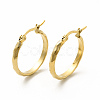 201 Stainless Steel Grooved Hoop Earrings with 304 Stainless Steel Pin for Women EJEW-M214-11B-G-2