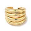 Rack Plating Brass Grooved Open Cuff Rings RJEW-S407-03G-2