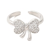 Bowknot Brass Micro Pave Clear Cubic Zirconia Cuff Rings for Women RJEW-G311-04A-P-2